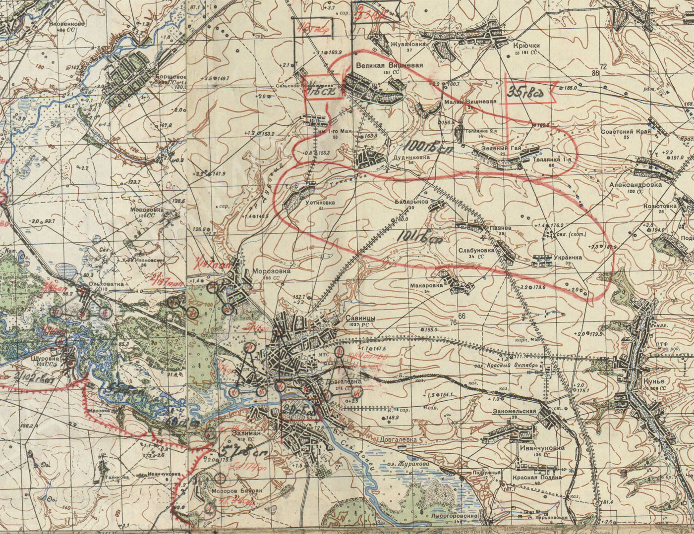 Отчетная карта штаба армии на 10 апреля 1943